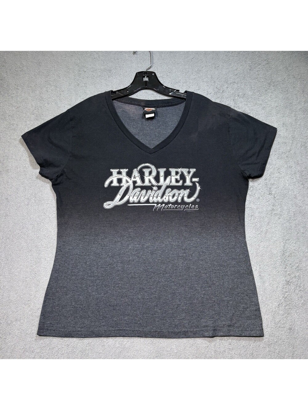 Harley Davidson Womens L - V Neck Ombre Dealer Tee Bumpus Collierville TN